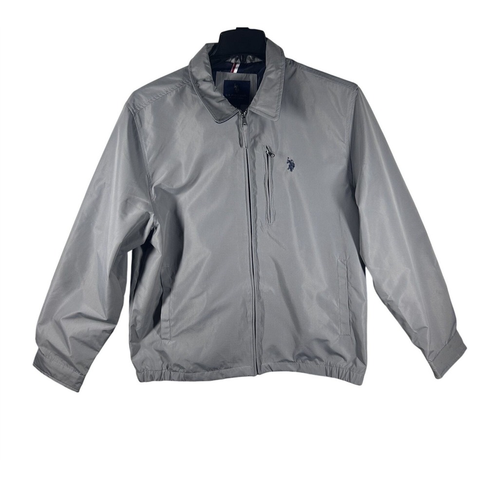U.S. Polo Assn. Mens Full Zip Jacket Gray‎ Size XL Water Resistant Lined NEW